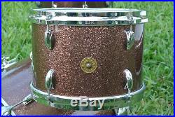 1 OWNER SET 1960's GRETSCH 20/12/14 with 4157 Snare Drum in BURGUNDY SPARKLE