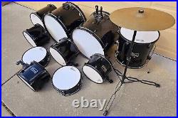 11-Piece Drum Set Used (2 Bass Drums, 2 Snares)