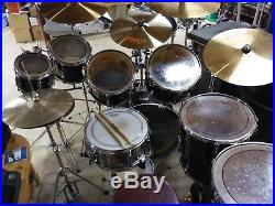 14 piece vintage Yamaha Custom Stage Drum Set with hardware & hard shell cases