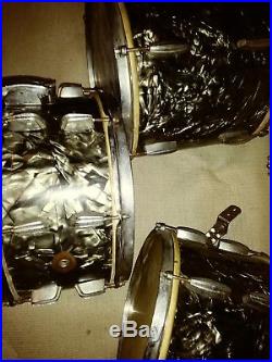 1920s-40s Vintage Slingerland 4 Piece Chrome Drum Set Radio King
