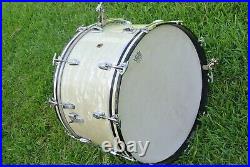 1950's WILLIAM F LUDWIG WFL 24 WHITE MARINE PEARL BASS DRUM for YOUR SET! S855