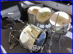 1950s or 1960s Rare Vintage Slingerland 4 piece drum set in Silver Sparkle