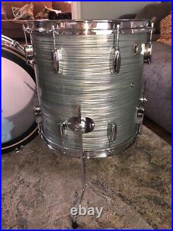 1960 Rogers Holiday Drum Set Steel Grey Ripple Pearl with Powertone Snare