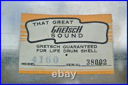 1960's GRETSCH 4160 14 CHROME / BRASS SNARE DRUM SHELL for YOUR DRUM SET! E357