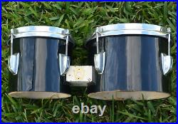 1960's Ludwig Drum Co CHICAGO 6 and 8 BLACK BONGO TOMS for YOUR DRUM SET! J740