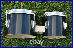 1960's Ludwig Drum Co CHICAGO 6 and 8 BLACK BONGO TOMS for YOUR DRUM SET! J740