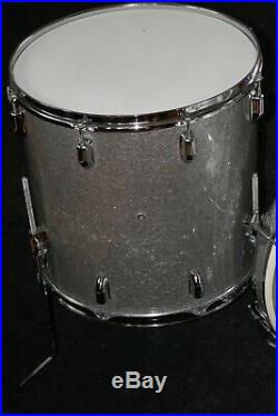 1960's Vintage 3 Piece Club Kit Silver Sparkle Drum Set MADE IN JAPAN