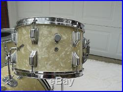 1960s Rogers White Pearl Drum Set With Snare