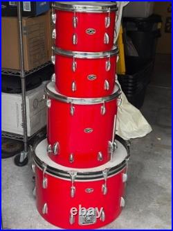 1960s Slingerland Red Drum Set 12 13 16 22 w Ludwig Throne Hardware