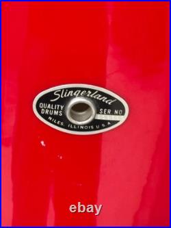 1960s Slingerland Red Drum Set 12 13 16 22 w Ludwig Throne Hardware