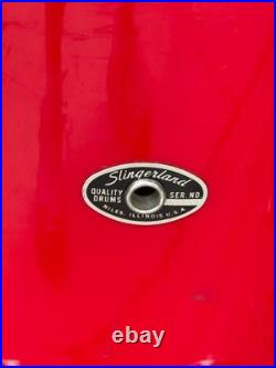 1960s Slingerland Red Drum Set 12 13 16 22 w Ludwig Throne Hardware