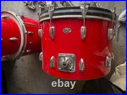 1960s Slingerland Red Drum Set 12 13 16 22 w Ludwig Throne Hardware