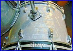 1963 Custom LUDWIG White Mother of Pearl, Bonham style Drum set. Mint. Original