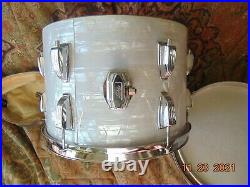 1963 Custom LUDWIG White Mother of Pearl, Bonham style Drum set. Mint. Original
