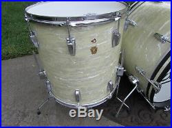 1965 VINTAGE Ludwig White Marine Pearl Drumset. #43