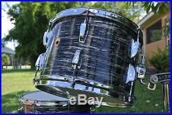 1966/67 Ludwig Drum Co. CLASSIC 22/12/13/16 DRUM SET in BLACK OYSTER PEARL! #E99