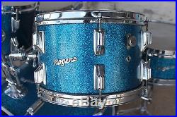 1966 Vintage Rogers Holiday 5 Piece Drumset Blue Sparkle Cleveland Ohio