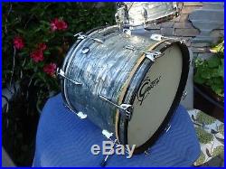 1967 Vintage Gretsch Drums Set 20 X 14 Bass Drum Midnight Blue Pearl Round Badge