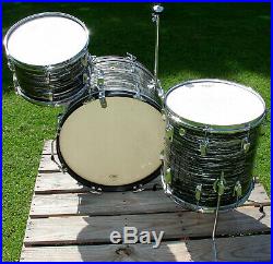 1968 LUDWIG Black Oyster Pearl Downbeat set 12, 14, 20 Excellent condition