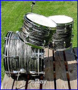 1968 LUDWIG Black Oyster Pearl Downbeat set 12, 14, 20 Excellent condition