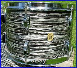 1968 LUDWIG Black Oyster Pearl Downbeat set 12, 14, 20 Excellent condition