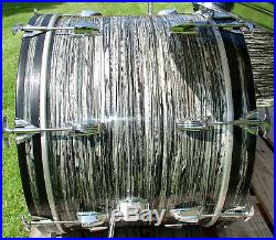 1968 LUDWIG Black Oyster Pearl Downbeat set 12, 14, 20 Excellent condition