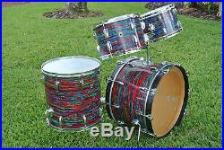 1968 Ludwig Drum Co. CLASSIC 22/12/13/16 DRUM SET in PSYCHEDELIC RED! LOT #E74