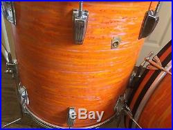 1968 Ludwig Mod Orange Drum Set with 22-13-16 Keystone Badge with Rail Mount