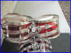 1970 Ludwig Vistalite Pattern C. Candy Cane drum set. Rare. VG