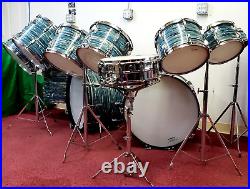 1970'S LUDWIG BLUE OYSTER PEARL Double Headed Octaplus 12 Piece Drum Set Kit