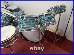 1970'S LUDWIG BLUE OYSTER PEARL Double Headed Octaplus 12 Piece Drum Set Kit