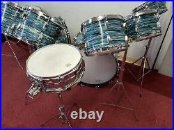 1970'S LUDWIG BLUE OYSTER PEARL Double Headed Octaplus 12 Piece Drum Set Kit