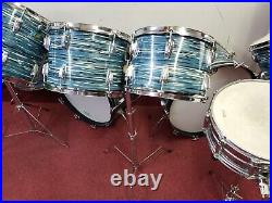 1970'S LUDWIG BLUE OYSTER PEARL Double Headed Octaplus 12 Piece Drum Set Kit