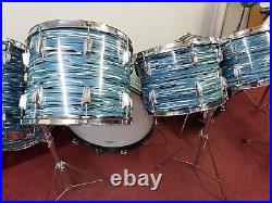 1970'S LUDWIG BLUE OYSTER PEARL Double Headed Octaplus 12 Piece Drum Set Kit