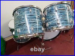 1970'S LUDWIG BLUE OYSTER PEARL Double Headed Octaplus 12 Piece Drum Set Kit