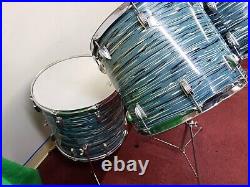 1970'S LUDWIG BLUE OYSTER PEARL Double Headed Octaplus 12 Piece Drum Set Kit