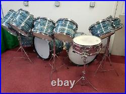 1970'S LUDWIG BLUE OYSTER PEARL Double Headed Octaplus 12 Piece Drum Set Kit