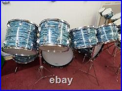 1970'S LUDWIG BLUE OYSTER PEARL Double Headed Octaplus 12 Piece Drum Set Kit