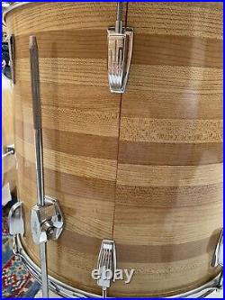 1970's LUDWIG Butcher Block Drum Set 13/14/18/24 3 Ply Clear Maple Interior EXCD