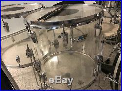1970's LUDWIG Vistalite 7 Piece Clear Acrylic Drum Set With Nomad Cases Bonham