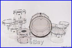 1970's LUDWIG Vistalite 9 Piece Clear Acrylic Drum Set With Beato Cases #27783
