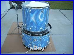 1970's Slingerland Double Bass blue satin huge drum set #122