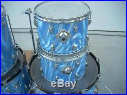 1970's Slingerland Double Bass blue satin huge drum set #122