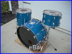 1970's Slingerland Drum Set Blue glass glitter 22 13 16 maple 3 ply