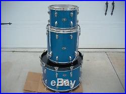 1970's Slingerland Drum Set Blue glass glitter 22 13 16 maple 3 ply