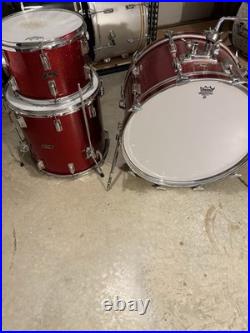 1970s Pearl Fiberglass Drum Kit Red Sparkle 13/16/22 Vintage Shell Pack