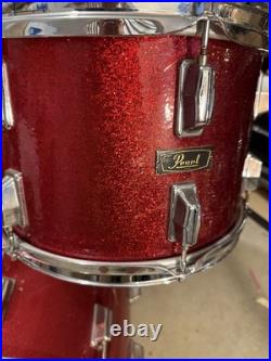 1970s Pearl Fiberglass Drum Kit Red Sparkle 13/16/22 Vintage Shell Pack
