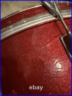 1970s Pearl Fiberglass Drum Kit Red Sparkle 13/16/22 Vintage Shell Pack