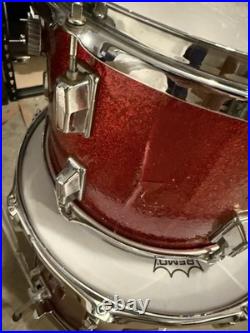 1970s Pearl Fiberglass Drum Kit Red Sparkle 13/16/22 Vintage Shell Pack