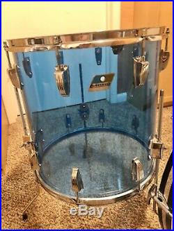 1970s Vintage Ludwig Vistalite Blue 3 Piece Drum Set Kit 12/16/22
